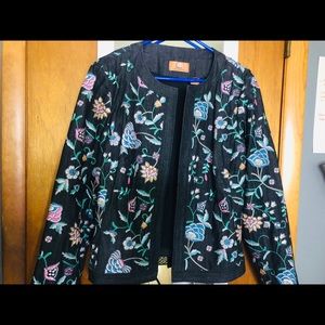 Dana Buchman Embroidered Denim Jacket